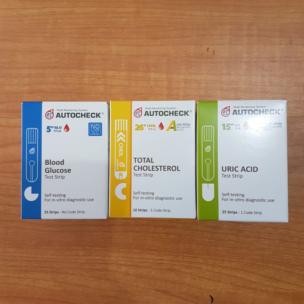 PAKET STRIP AUTOCHECK GULA , ASAM URAT , KOLESTEROL / STIK AUTO CHECK AUTOCEK GDS URIC CHOLESTEROL