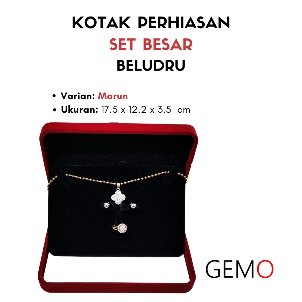 Kotak Set Besar Perhiasan Beludru / Jewelry Box Cincin, Anting, Kalung, Aneka Warna / Unik Lucu untuk Tempat Wadah Seserahan / Akad Pernikahan / Hantaran Tunangan Harga Paling Murah cocok untuk Aksesoris Emas Berlian/ Perak Permata