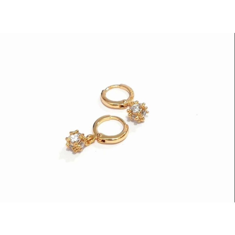 Anting wanita anak/Dewasa Anti karat xufing elegan murah permata bulat putih