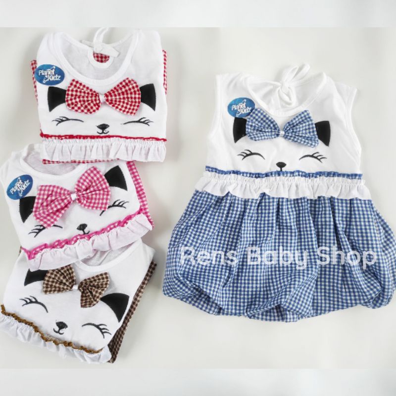 SNI Baby gift PLANET KIDZ PITA KOMBINASI Dress baju rok setelan katun anak bayi perempuan cewek 1 tahun