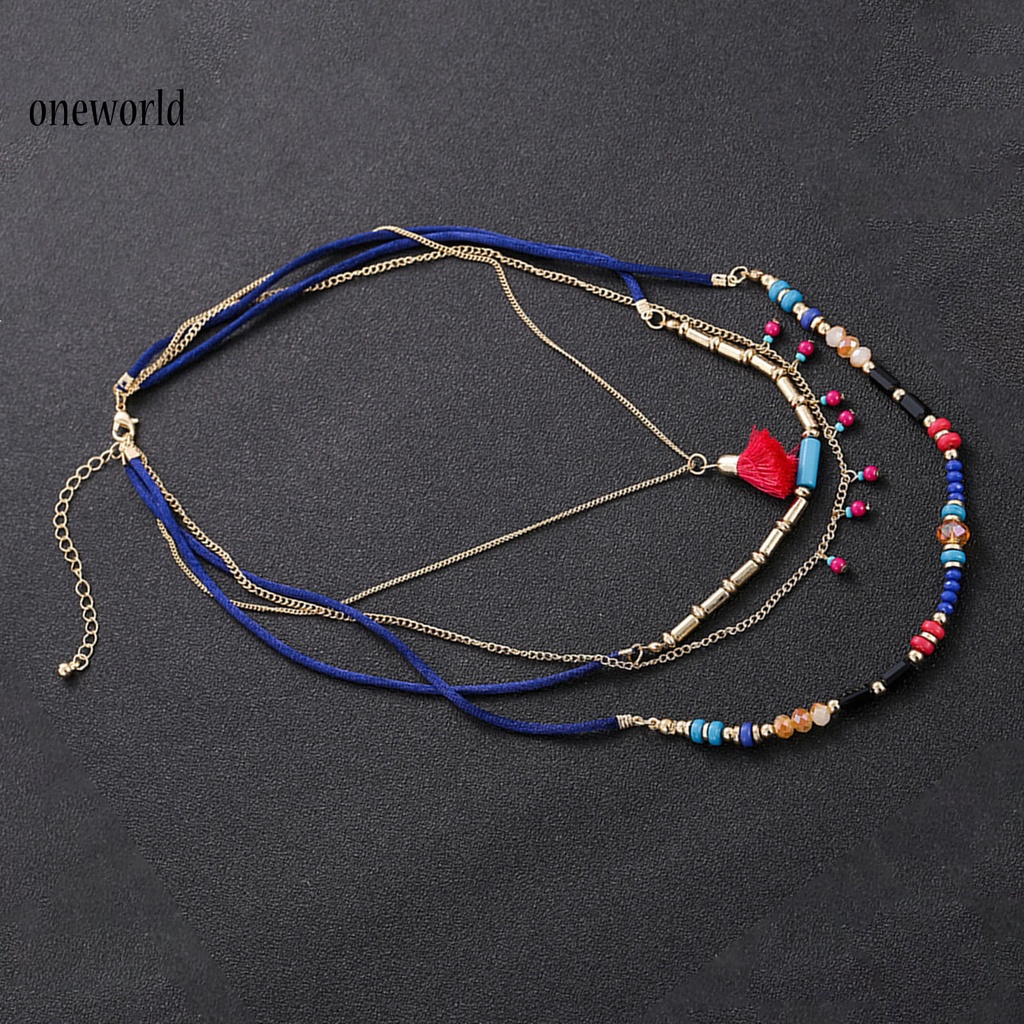 oneworld Women Bohemian Necklace Multilayer Colorful Necklace Fine Workmanship for Vacation