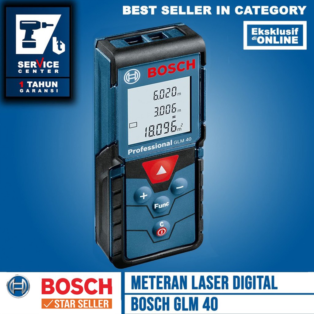 Jual Bosch Meteran Laser Digital GLM 40 Professional Pengukur Dimensi