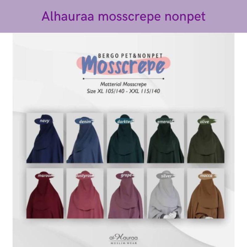 Bergo Mosscrepe Nonpad Al Hauraa