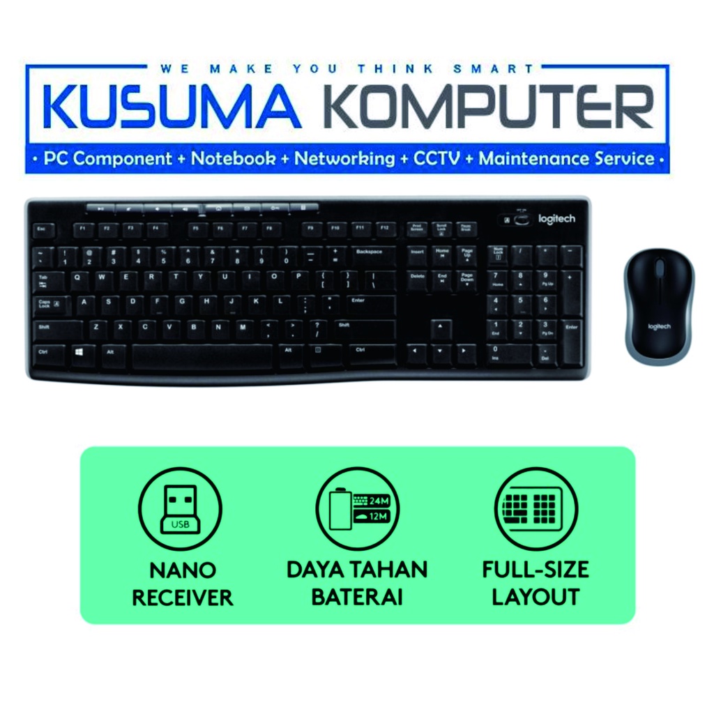 Keyboard dan Mouse Logitech MK270r Combo Wireless Multimedia Keys