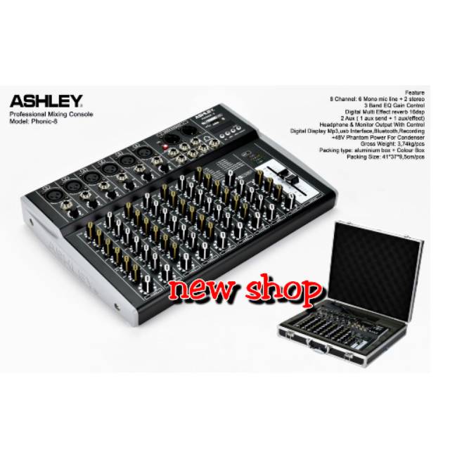 Mixer audio Ashley PHONIC 8 free koper Ashley 8 channel