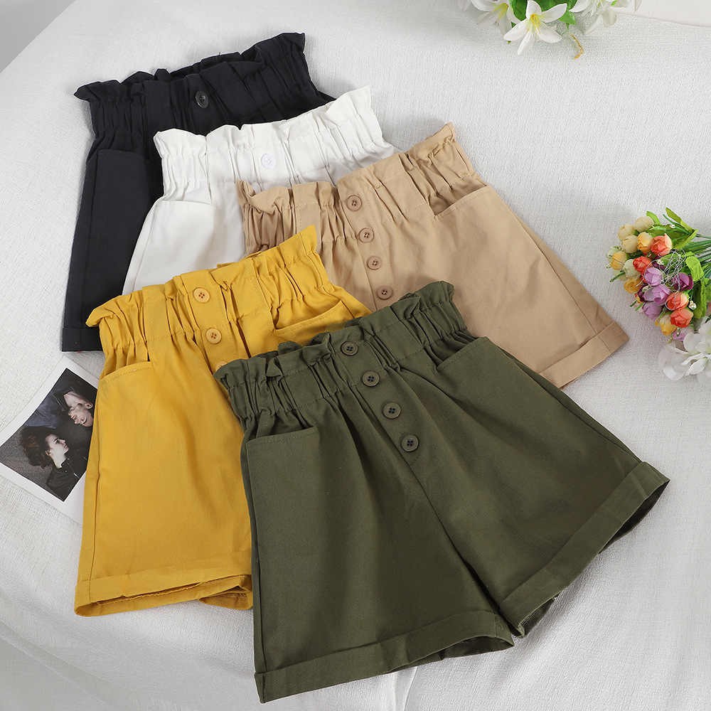 Celana Pendek Model High Waist Gaya Korea Casual Aksen Kancing Untuk Wanita Celana Korea Shopee Indonesia