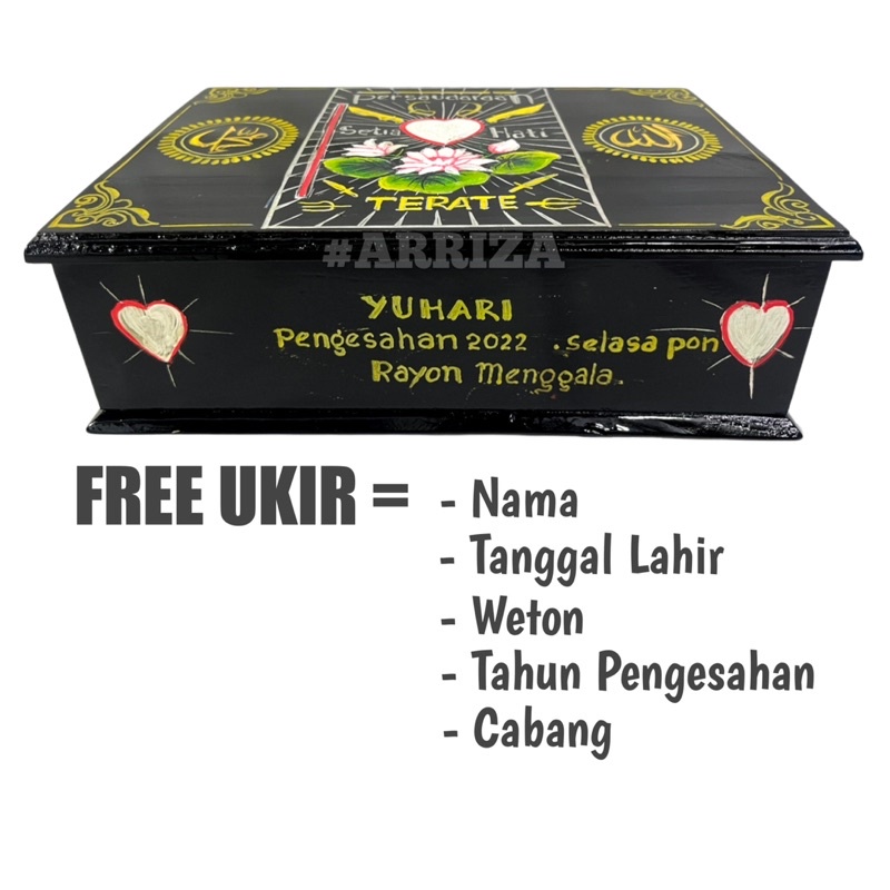 KOTAK MORI PSHT UKURAN BESAR DARI KAYU JATI (FREE UKIR NAMA) TEMPAT PENYIMPANAN SABUK PENCAK SILAT