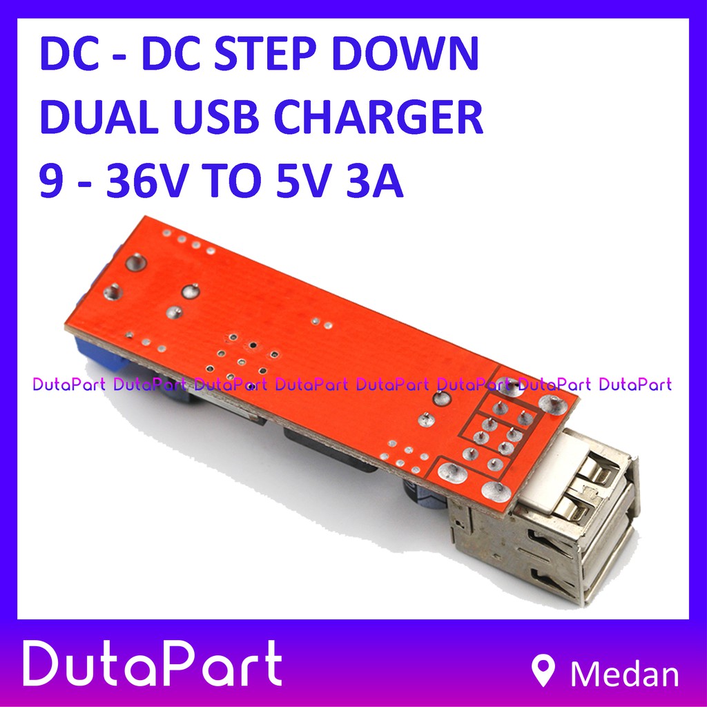 DC-DC Step Down DUAL USB Charger 9-36V To 5V 3A Module Converter DC