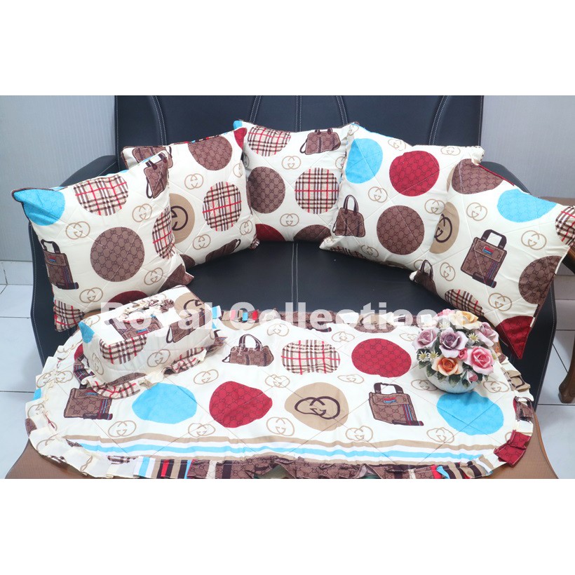 ROYALCOLLECTIOON - SET SARUNG BANTAL SOFA TAS COKLAT