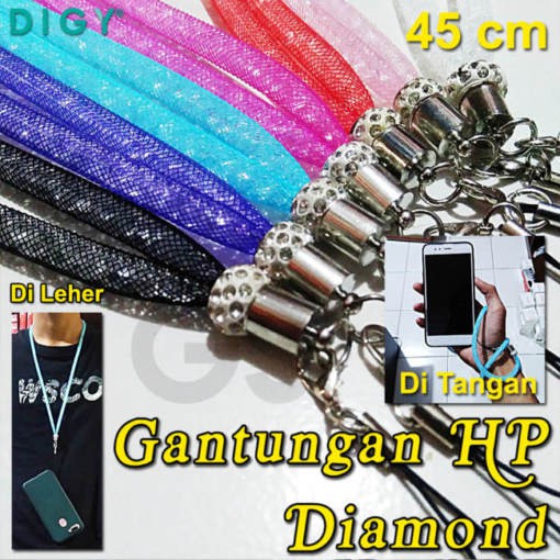 Gantungan Hp Diamond Lucu Rainbow swarovsky lanyard