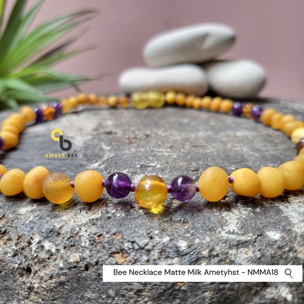 Kalung Amber Anak Premium Mate Milk Amethyst NMMA18 By Amber Bee