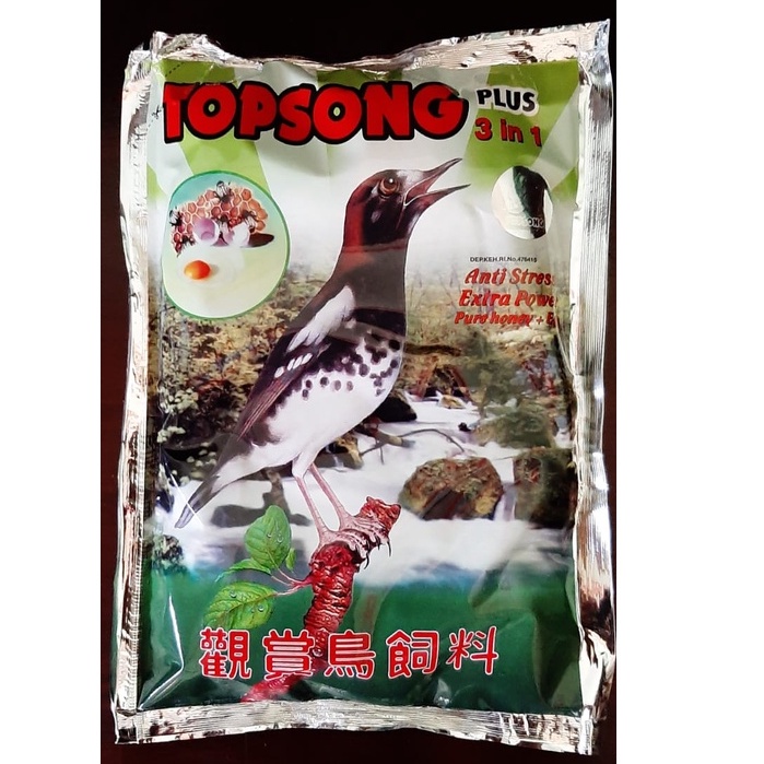 Topsong 3in1 Voer Makanan Pakan Burung Murai Batu Beo Anis Merah Anis Kembang dll