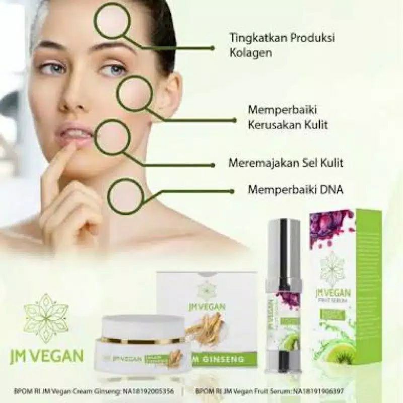 PAKET JM VEGAN FRUIT SERUM & CREAM GINSENG ANTI AGING NEX