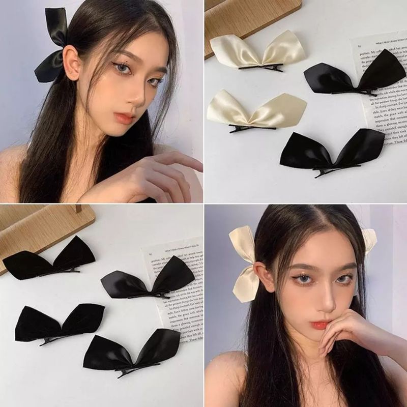 jepit jisoo ribbon 2pcs/set cute bowknot hairpin korean style jepit pita sepasang