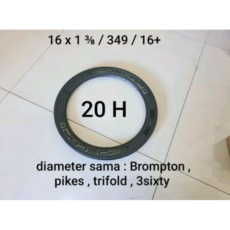 Rims 20H 20 hole velg decaf cattiva 349 alias 16+ atau 16 × 1 3 -8