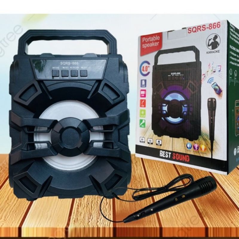 Speaker Portable SQ-866 Bonus mic karaoke Speaker Bluetooth SQ866 Radio FM Portable Speaker Wireless