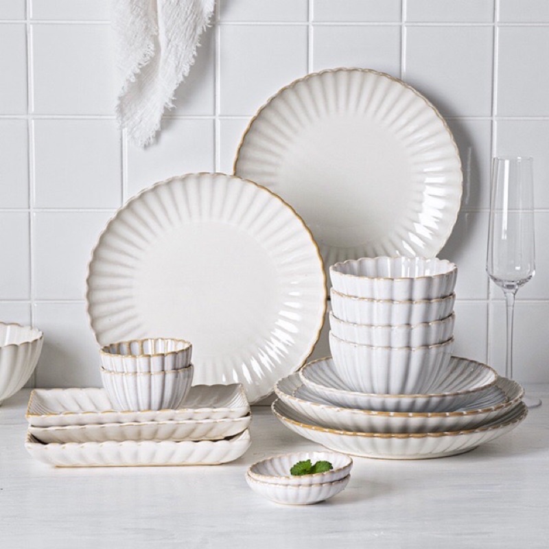 PIRING MAKAN KERAMIK PUTIH MILANO CORAL