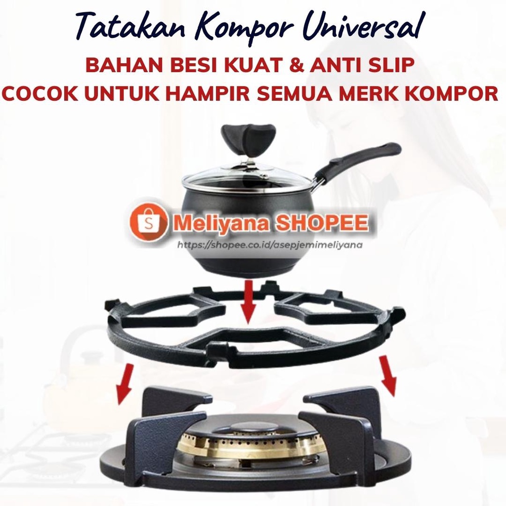 Tatakan Dudukan Besi Tungku Kompor Gas Semua Merk ANTI SLIP Bahan Besi Universal Stovetop Trivet Karat