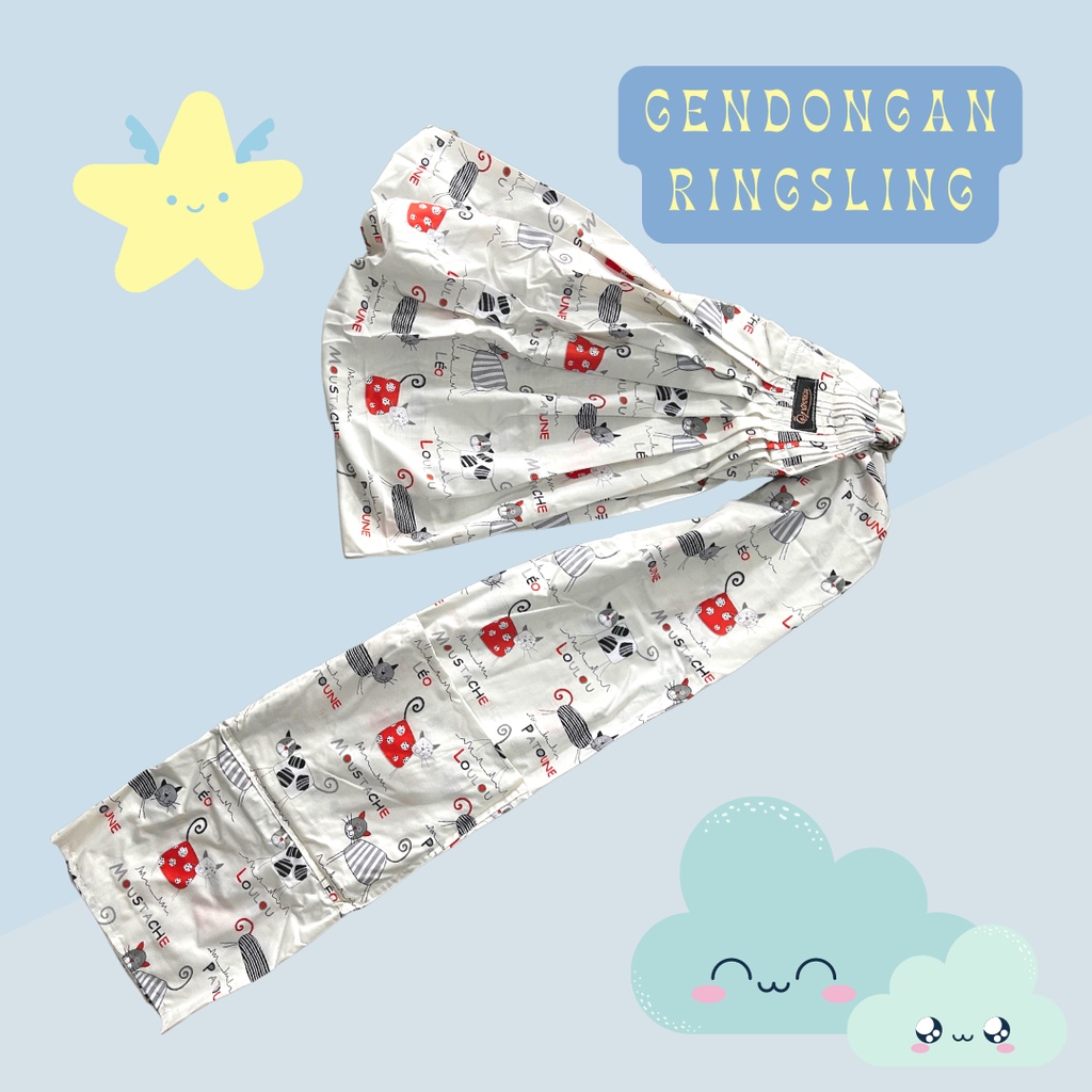 GENDONGAN BAYI RINGSLING / RINGSLING  KUCING CAT NAME PUTIH