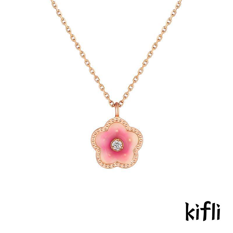 Kalung Rantai Klavikula Desain Peach Blossom Untuk Wanita