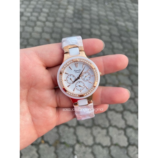 Jam tangan alexandre christie ac 2299 original putih rosegold
