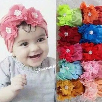 TURBAN ANAK 3 BUNGA 0-3TAHUN ALL SIZE PREMIUM