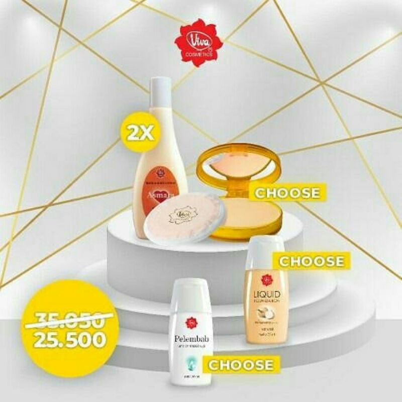 Paket Hand Body Lotion Asmara Cendana CompactPowder Orange Liquid Foundation Bengkuang pelembab Viva