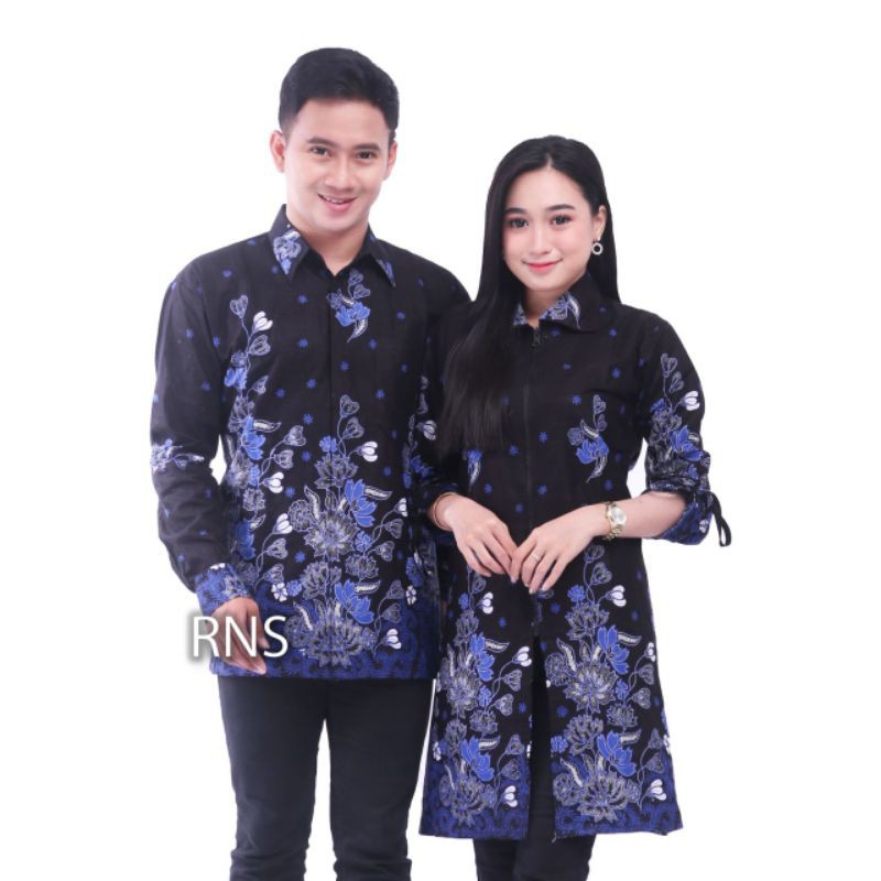 couple batik kemeja tunik ziper seragam batik hilmi super baju kerja kantor ori terbaru terbaik rns