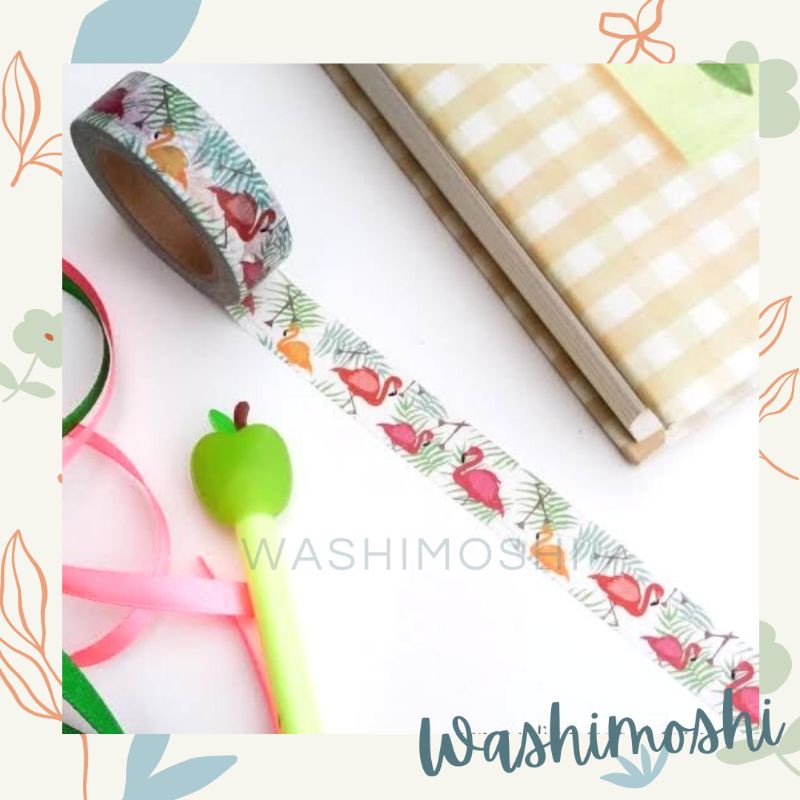

Washimoshi Masking Washi Tape Flamingo Design