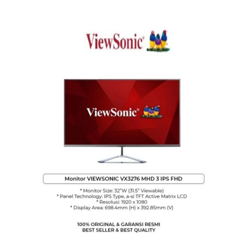 LED Monitor 32 inch  Viewsonic VX3276-MHD- 3 Garansi Resmi