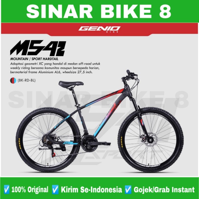 Sepeda Gunung Ukuran 27.5 Inch MTB GENIO M542 Frame Alloy 24 Speed