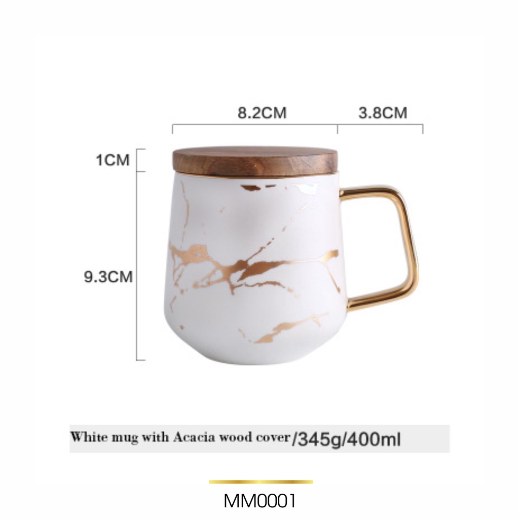 Gelas Marble Mug Cangkir European British Style Mewah Cantik Kopi Teh Keramik Lengkap Tutup Kado