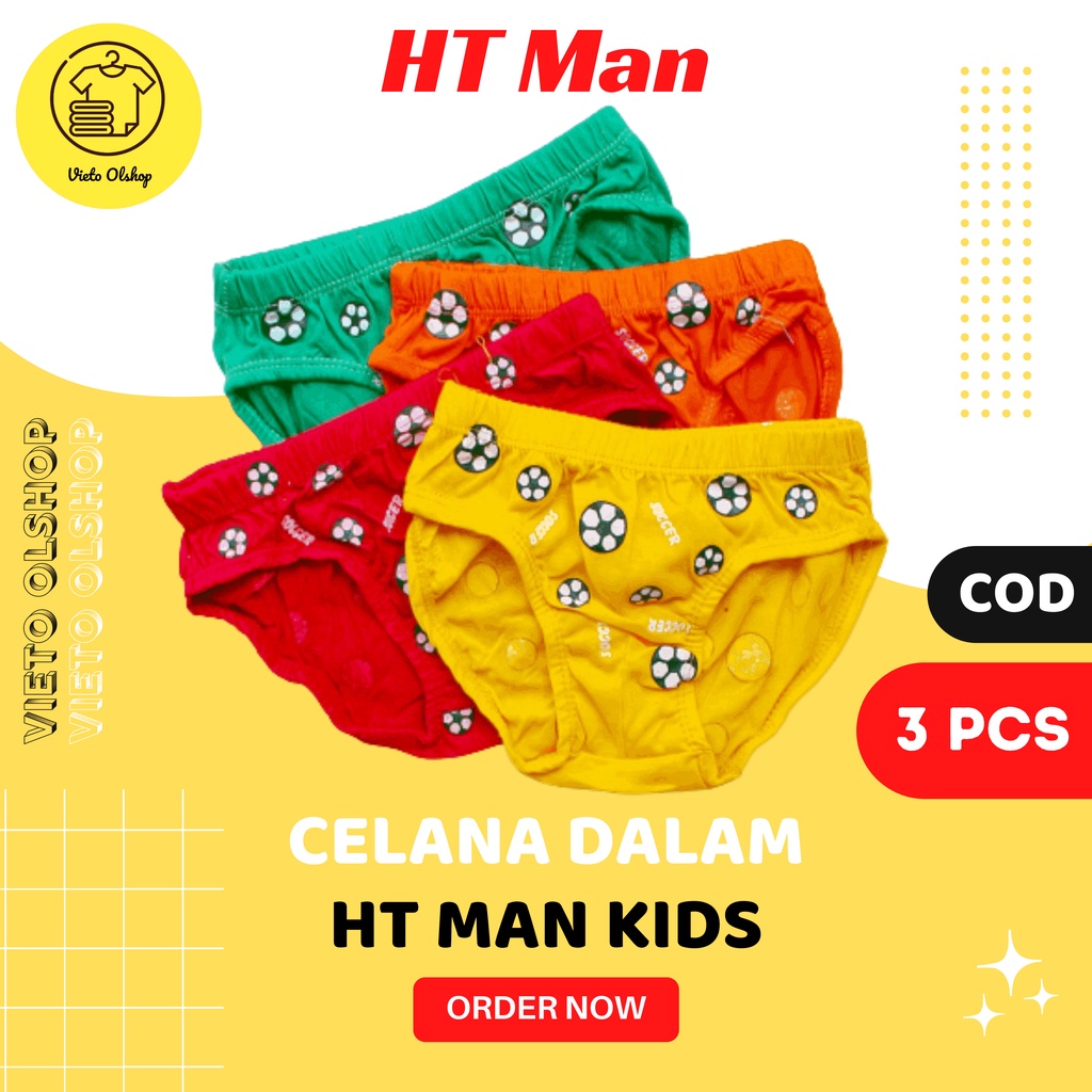 (3 Pcs) Celana Dalam Anak Laki-Laki HT Man Polos / Sempak Anak Laki-laki / Selempak Cowok / Slempak 