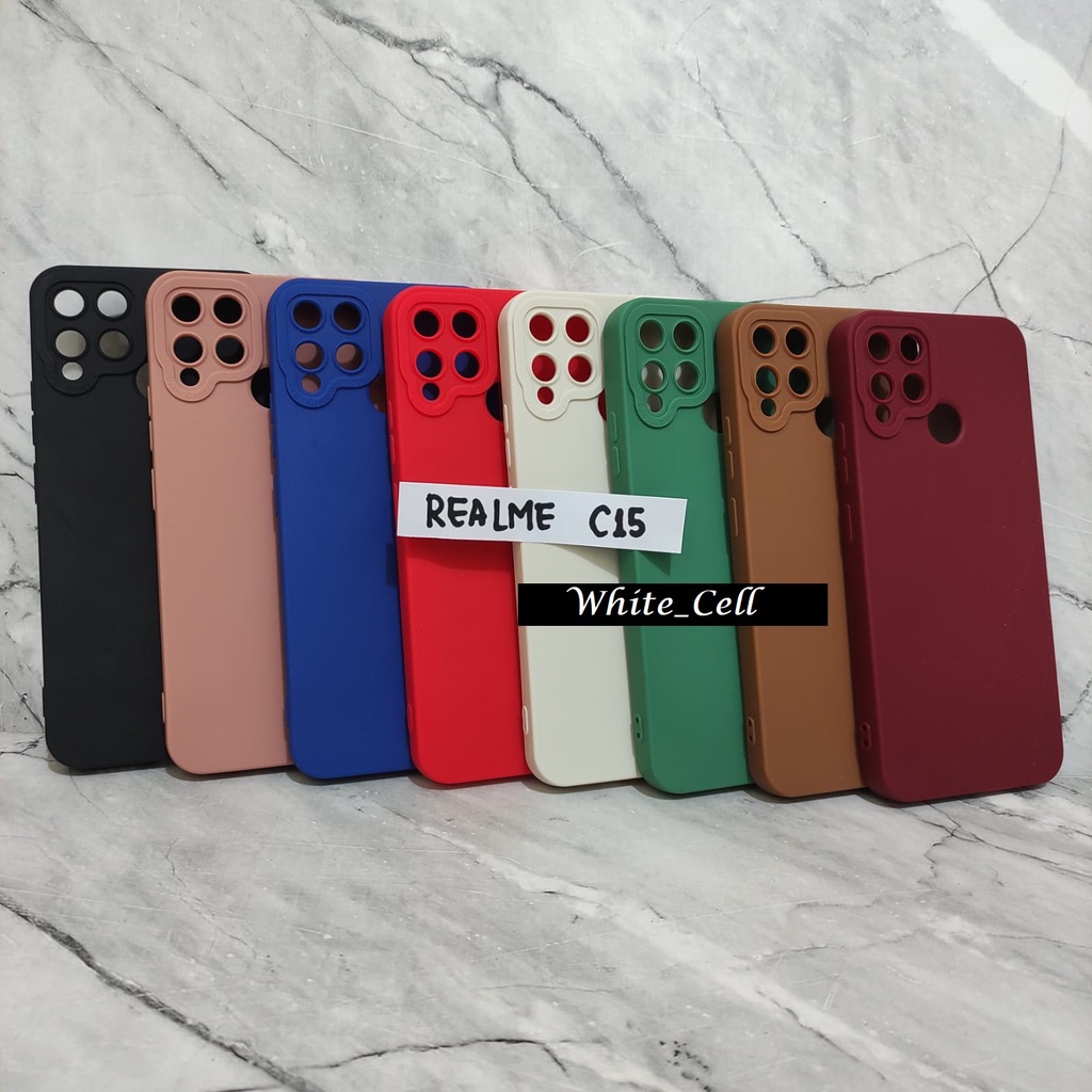 SoftCase ProCamera Silicon Matte Case Full Cover Realme 5 Pro Realme 8 Realme 8i Realme 9 Pro Realme C15 White_Cell