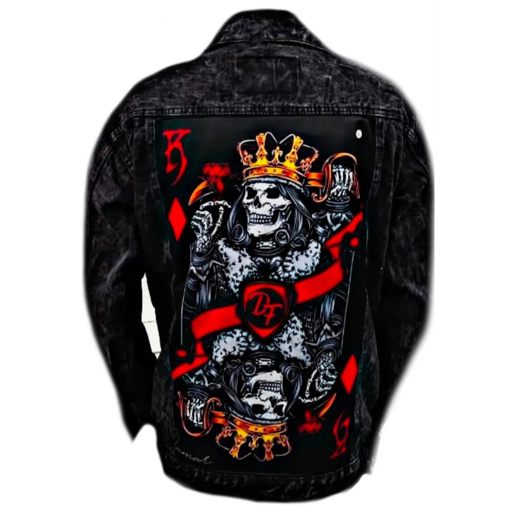 JAKET JEANS PRINTING Denim Pria Sandwash Distro L XL (Size XXL dan 3XL beda katalog) - Black Sandwash I-13