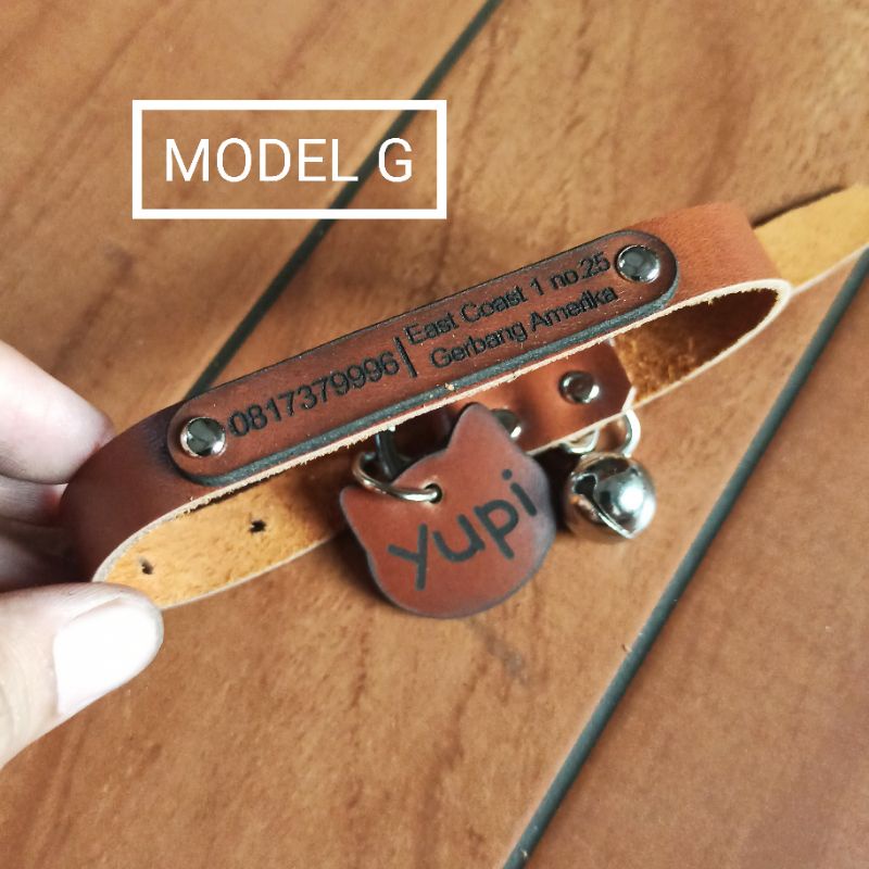 KALUNG KUCING DAN ANJING CUSTOM NAMA PLUS LONCENG KULIT ASLI ORI iPet