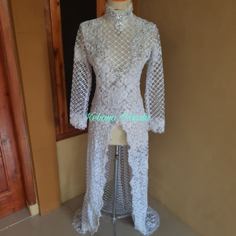 (Ready) Kebaya Akad Nikah Full Payet / Gaun Pengantin Tile Kotak