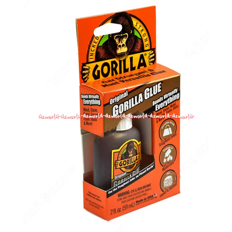 Gorilla Original Glue Bond Virtually Everything 59ml Lem Cair Kuat Kokoh untuk Kayu Batu Metal Keramik Gorila Glu