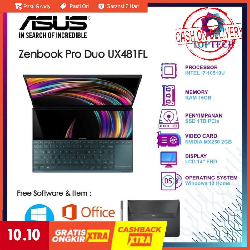 Asus Zenbook Pro Duo UX481FL HJ701T Touch i7 10510 16GB