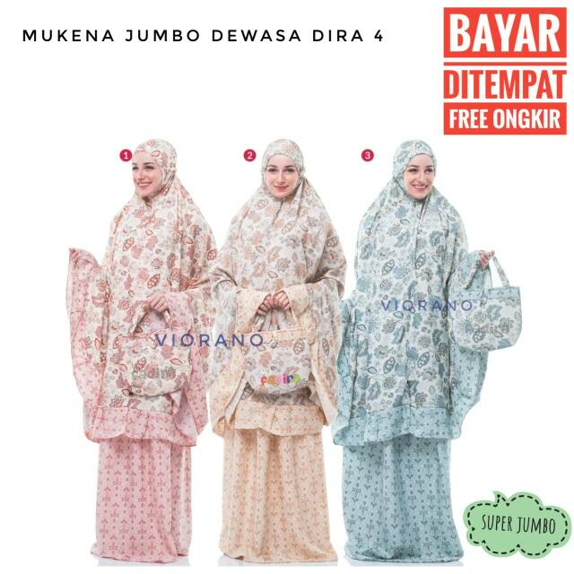 Mukena Super Jumbo Rayon Dobby Premium Berkualitas Pelengkapan Sholat Dira 4 Dewasa Motif Kalem