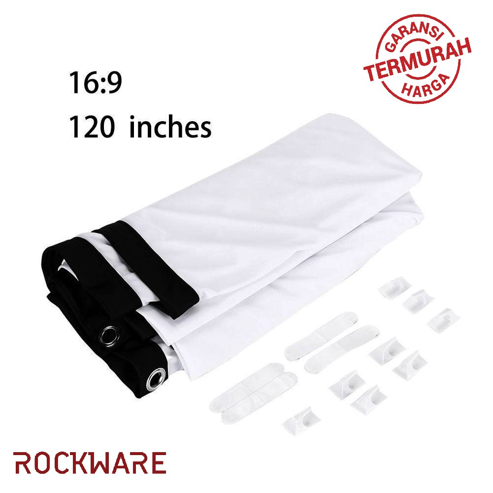 ROCKWARE 120 Inch Polyester Fabric Portable Foldable Projector Screen