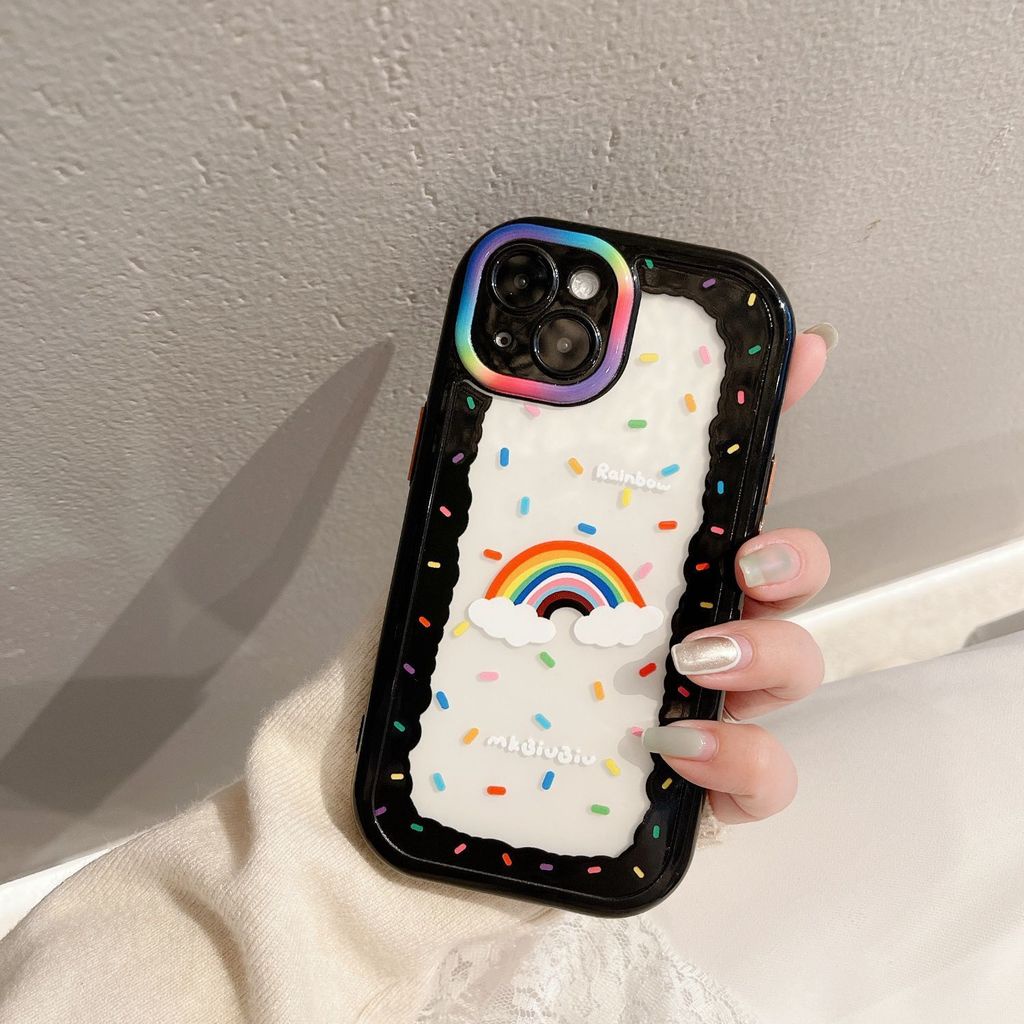 Case Transparan Desain Dot Pelangi Untuk iPhone 12 13 11 Pro Max X Xs Max Xr nbhw