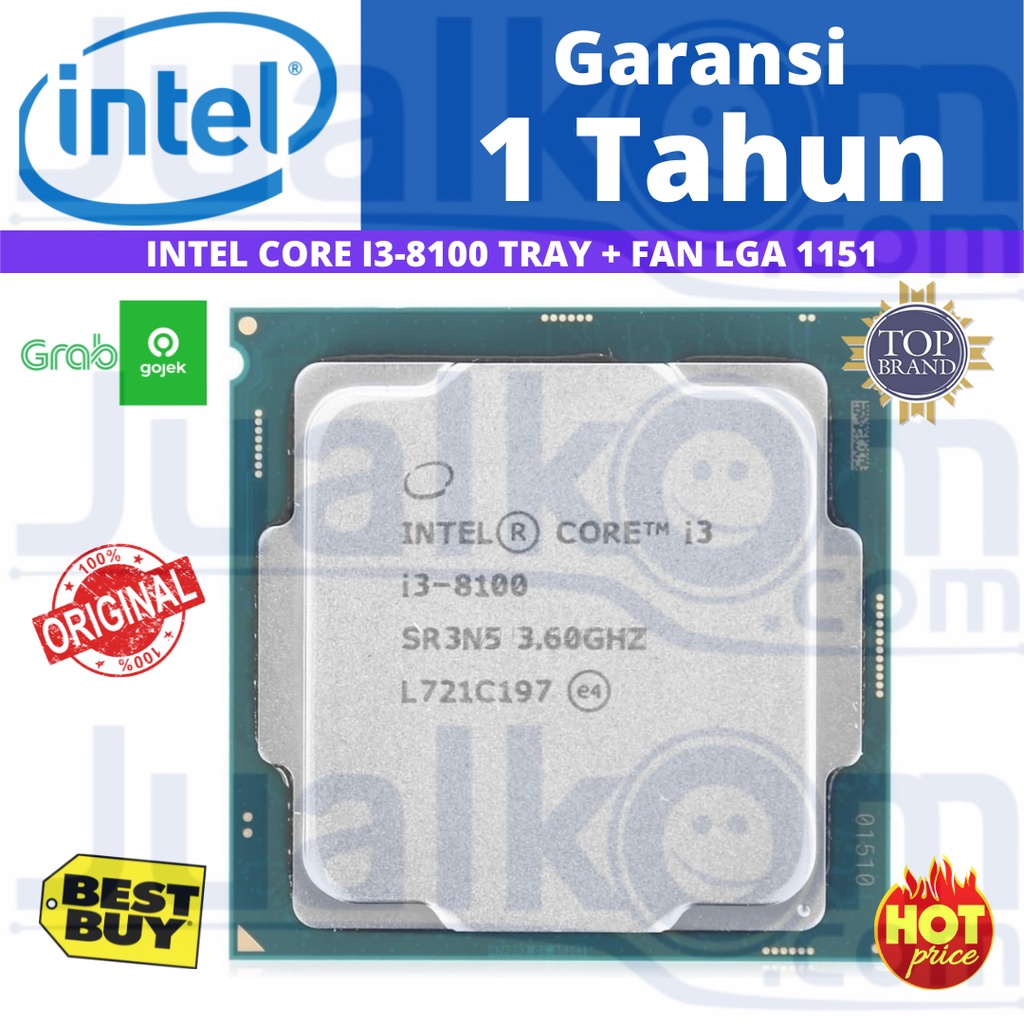 PROCESSOR CORE i3 8100 3.6GHz TRAY + FAN MB TYPE H310