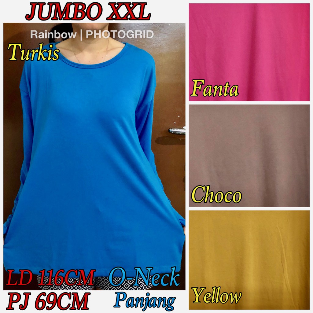 O-NECK JUMBO XXL Panjang / Kaos Polos Basic Oblong Panjang /  t-shirt / Atasan Pakaian Wanita Murah