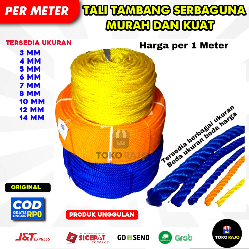 

PER METER TALI TAMBANG NYLON KUAT DAN MURAH TALI NYLON PLASTIK