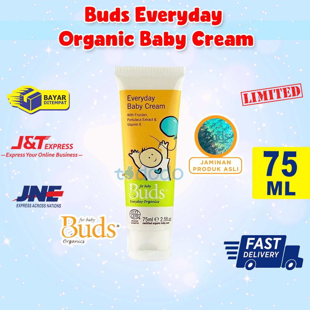 Buds Organics Everyday Baby Cream 75ml - Lotion atau Krim Perawatan Kulit Bayi dan Anak