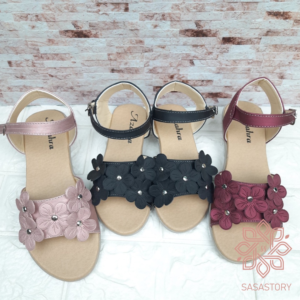 SEPATU SANDAL ANAK PEREMPUAN BUNGA EMBOS 5 6 7 8 TAHUN HA05