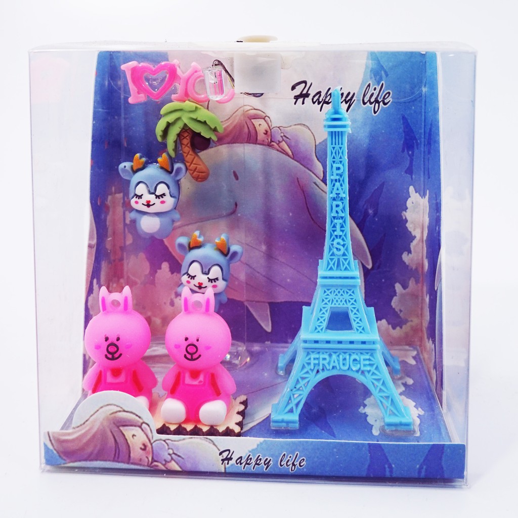 Ornamen Pajangan Hiasan Berkarakter Boneka Mini Menara Eiffel Lucu Warna Warni