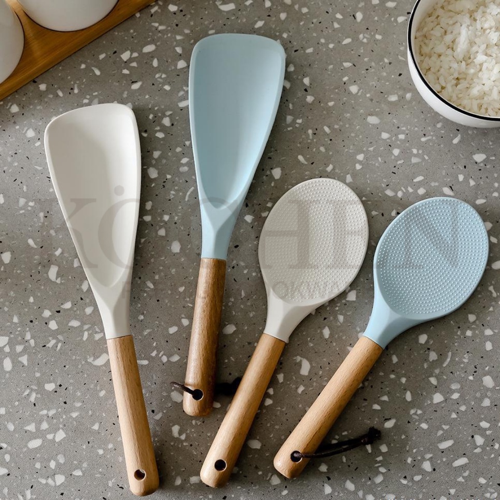 MYKOCHEN.INA Centong  SENDOK SPATULA KAYU TAHAN PANAS SOUVERNIR PERNIKAHAN KOREA PANJANG ANTI LENGKET MINI NEW Aesthetic Estetik Modern Minimalis Nordic