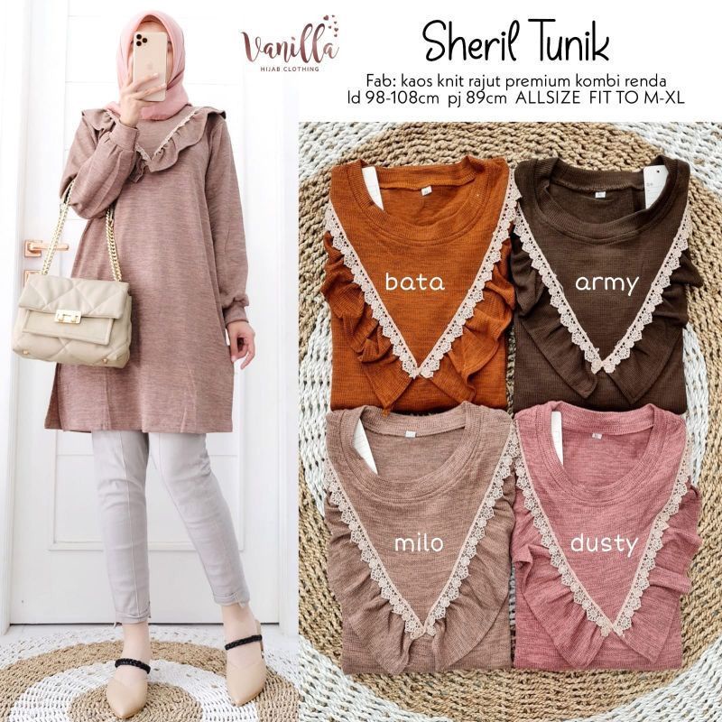 Sheril Tunik - Tunik Knit Rajut Premium Renda LD98+ Melar / R.5 -  282-6161